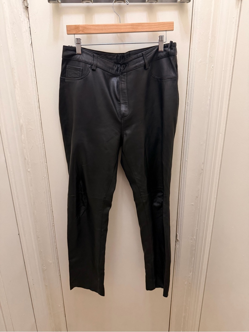 Superdry Women’s Black Straight Leather Jeans
